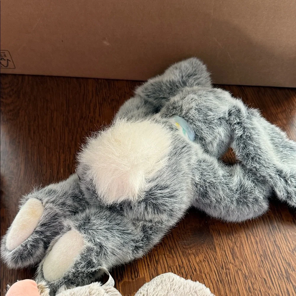 5 stuffed animal bunnies